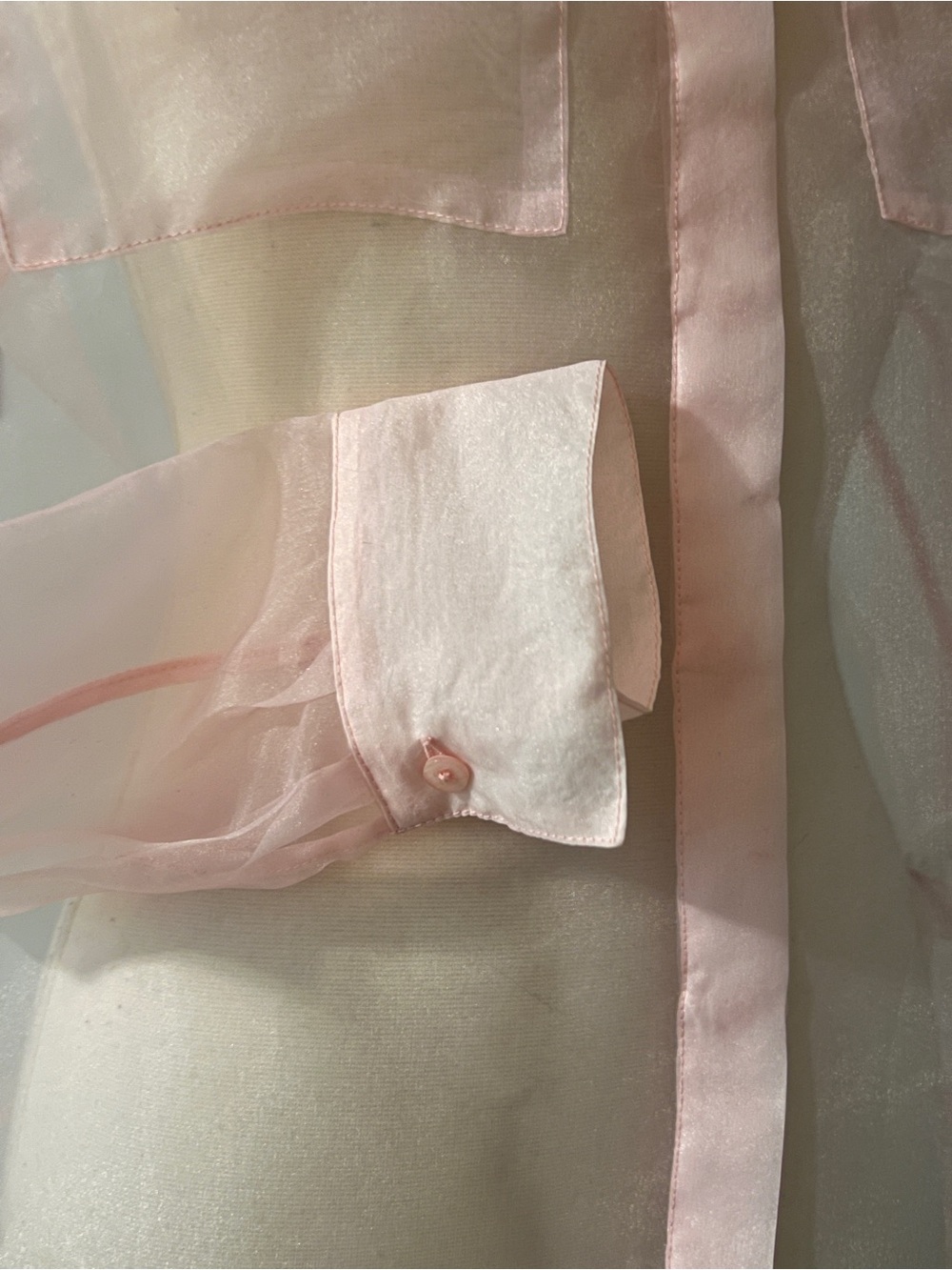 Rachel Zoe Sheer Pink Organza Button Front Blouse Size Small - Picture 7 of 10